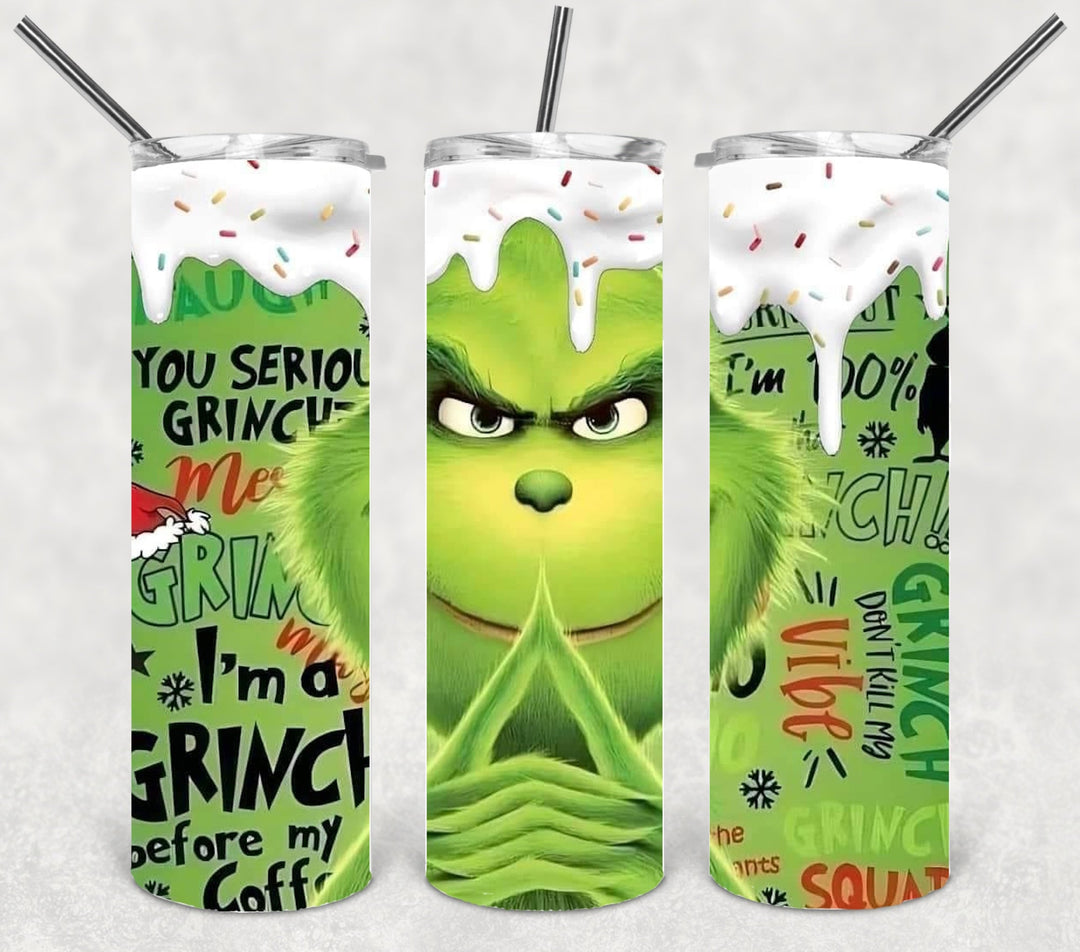 Christmas Green Guy Tumbler, 20 oz Skinny Tumblers