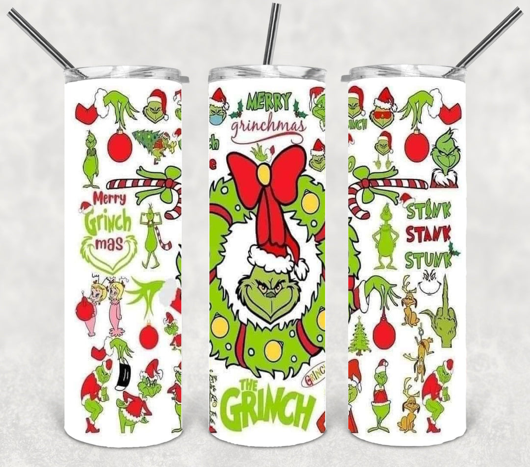 Christmas Green Guy Tumbler, 20 oz Skinny Tumblers