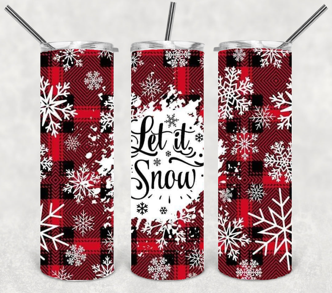 Let it Snow Christmas Tumbler, Christmas Tumbler, 20 oz Skinny Tumbler
