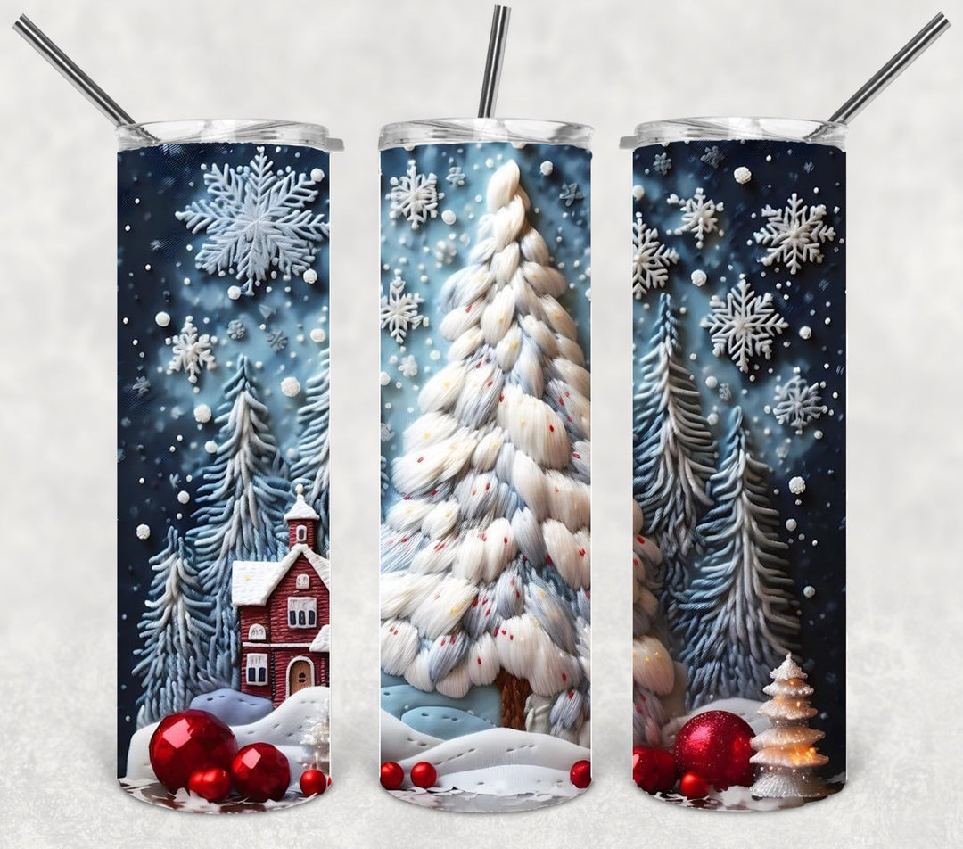 3D Christmas Tree Tumbler, Christmas Tumbler, 20 oz Skinny Tumbler