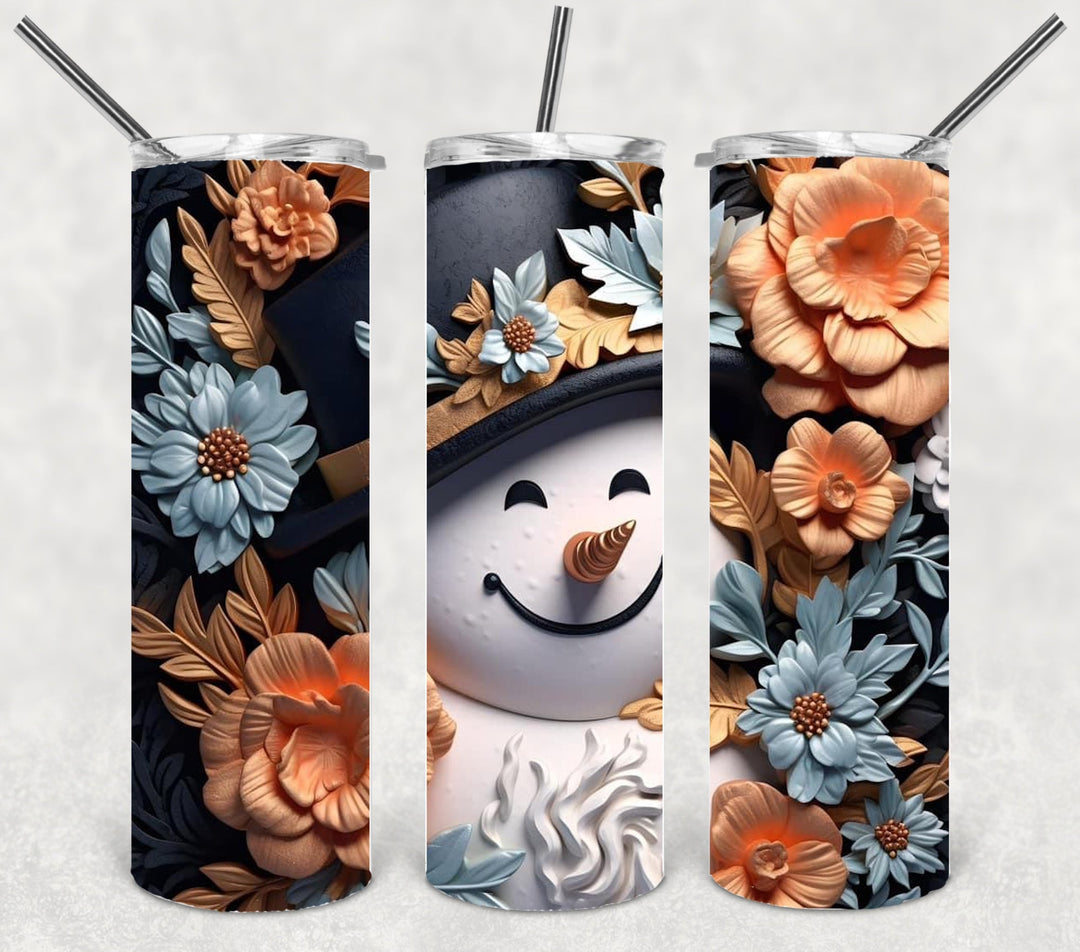 3D Snowman Christmas Tumbler, Christmas Tumbler, 20 oz Skinny Tumblers