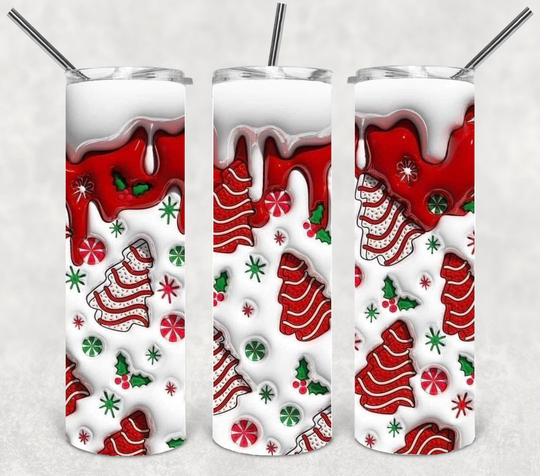 Christmas Cakes Tumbler, Christmas Tumbler, 20 oz Skinny Tumblers