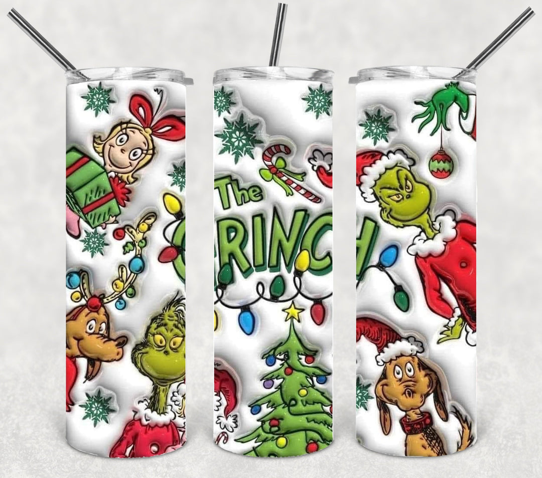 Christmas Green Guy Tumbler, 20 oz Skinny Tumblers
