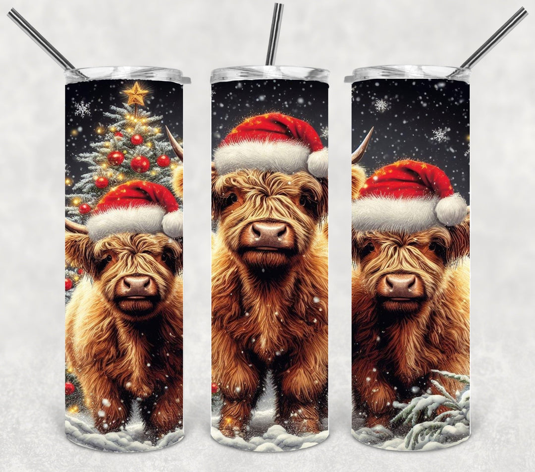 Christmas Cow Tumbler, Christmas Tumbler, 20 oz Skinny Tumblers