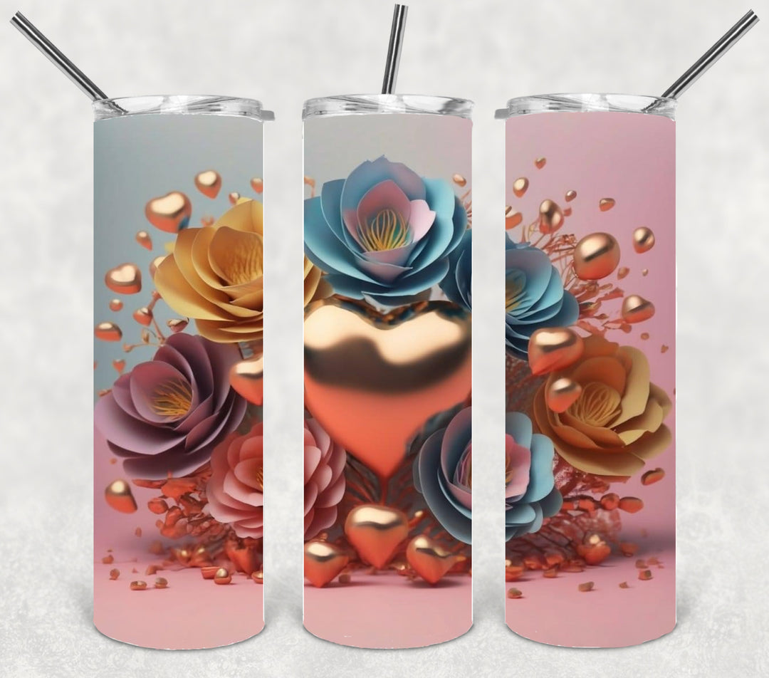 Valentine's Tumbler, 3D Heart Tumbler, Love Tumbler, 20 oz Tumbler