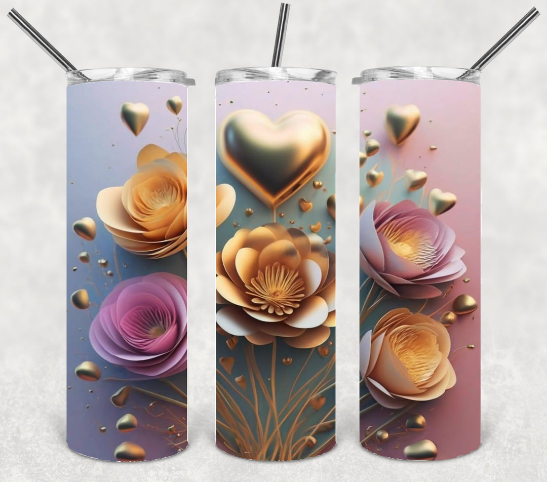 Valentine's Tumbler, 3D Heart Tumbler, Love Valentine's Tumbler, 20 oz tumbler