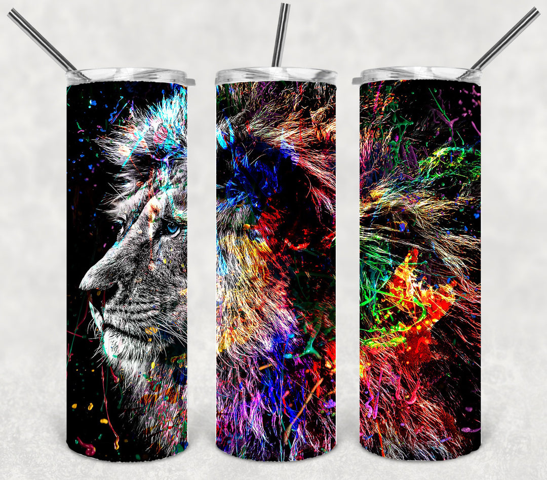 Vibrant Lion Tumbler, Colorful Lion Tumbler