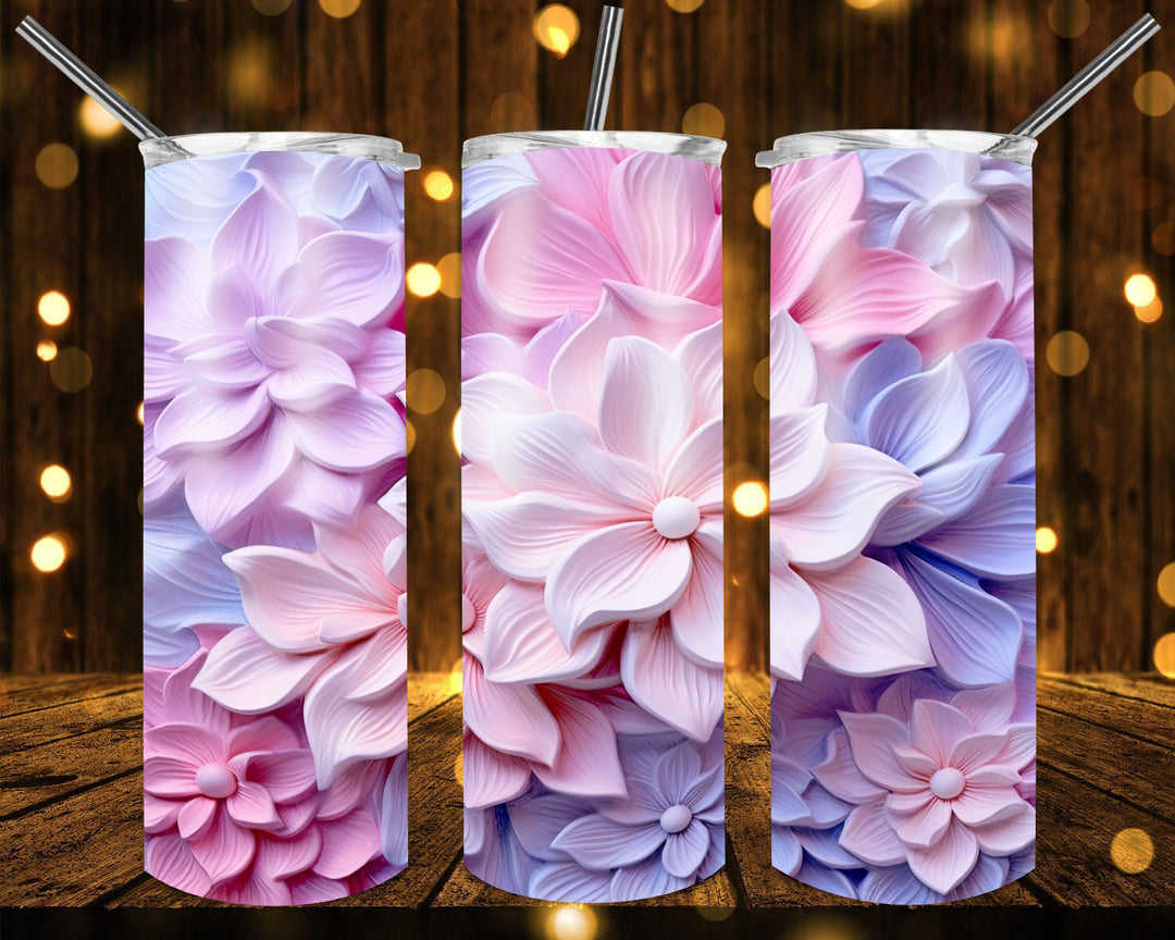 3D Vibrant Flower Tumbler, 3D Flower Tumbler, 3D Tumbler, 20 oz Skinny Tumbler