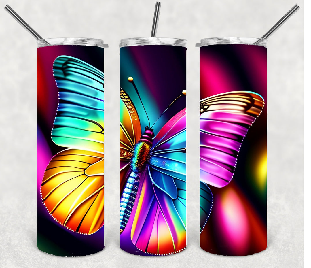 Butterfly Tumbler, Bright Butterflies, Vibrant Butterflies