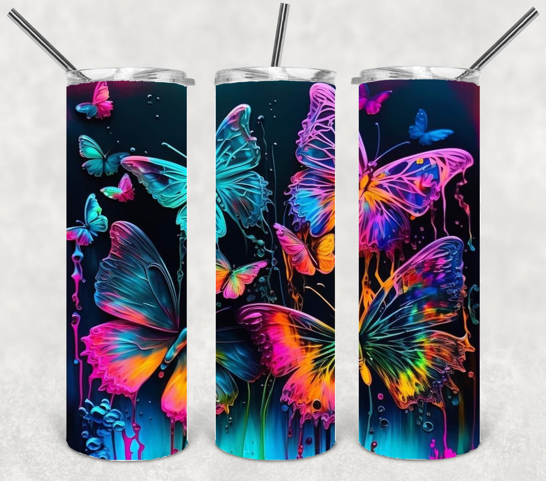 Butterfly Tumbler, Bright Butterflies, Vibrant Butterflies