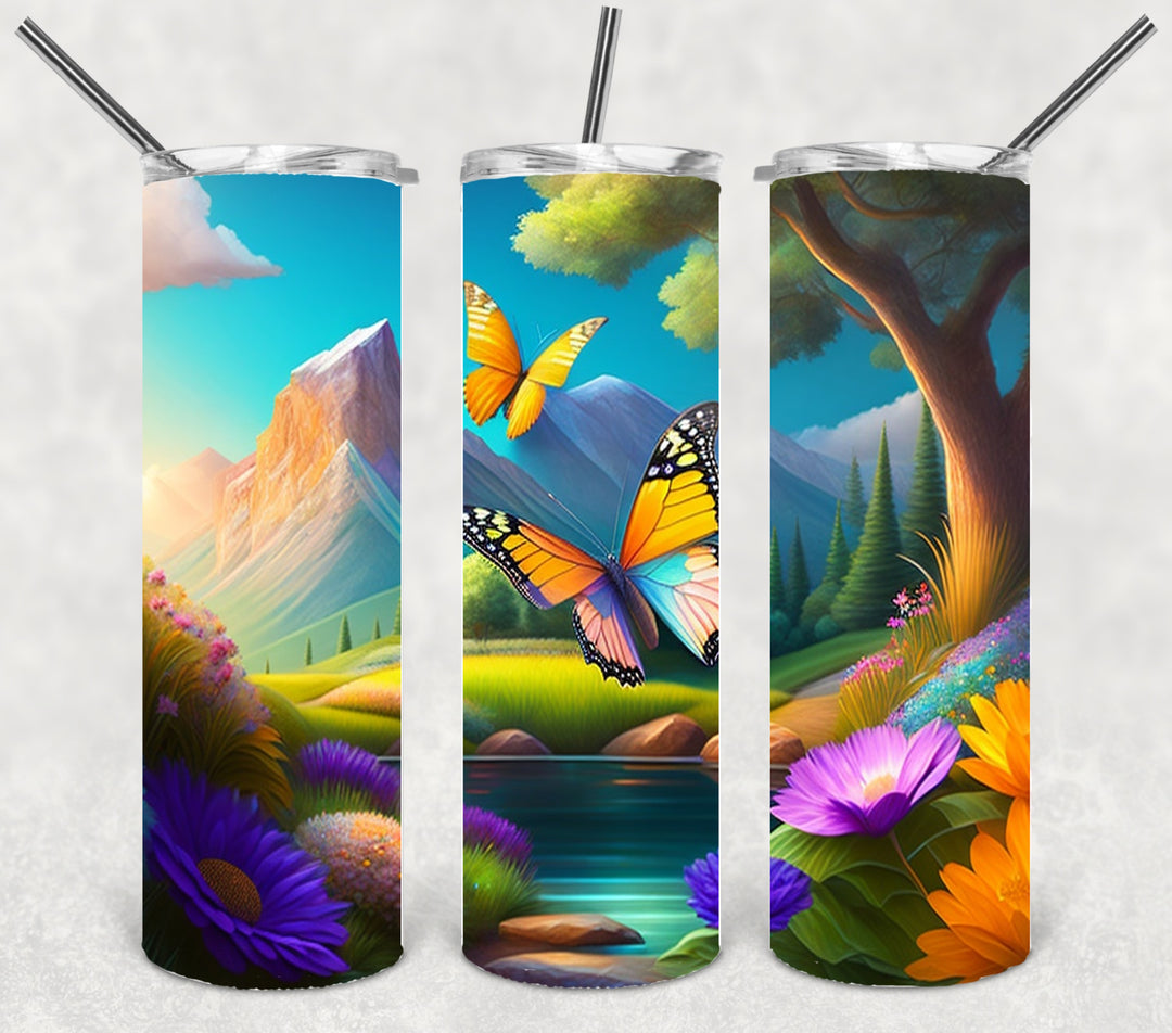 Butterfly Tumbler, Bright Butterflies, Vibrant Butterflies