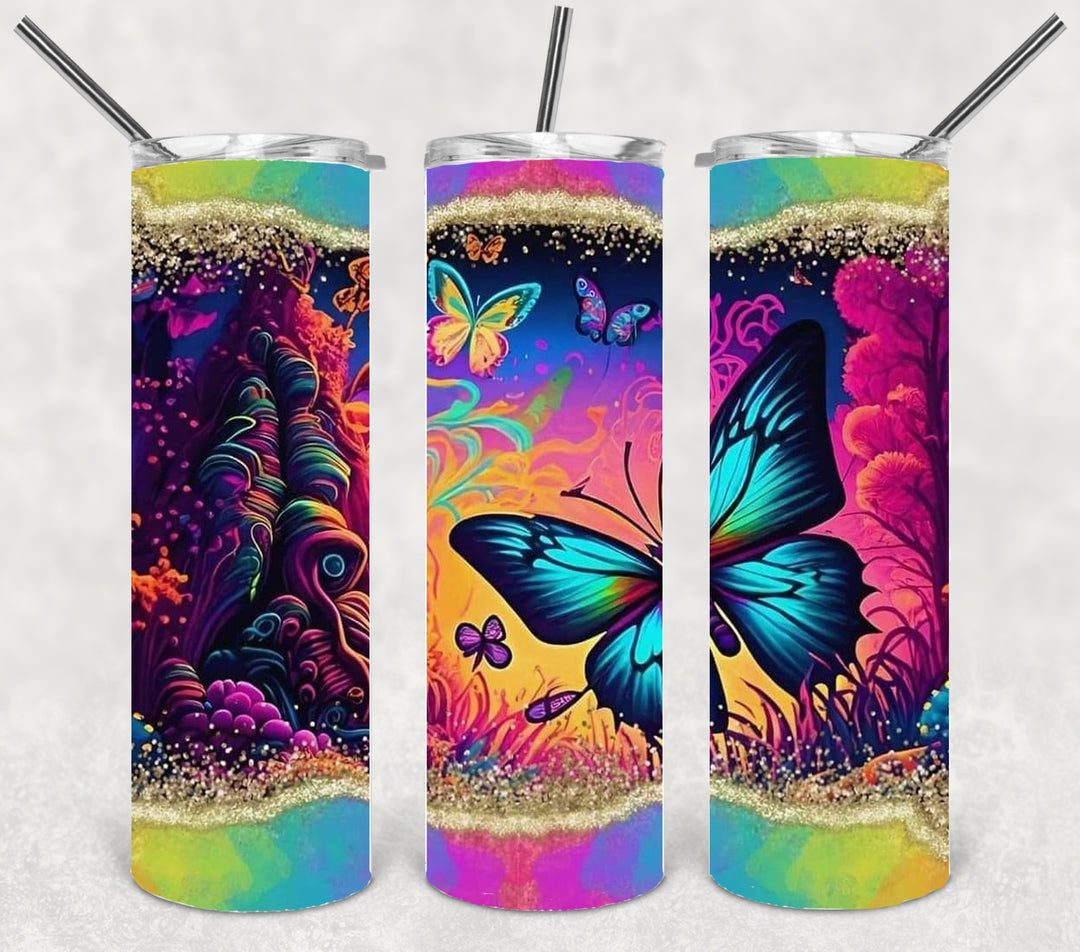 Butterfly Tumbler, Bright Butterflies, Vibrant Butterflies