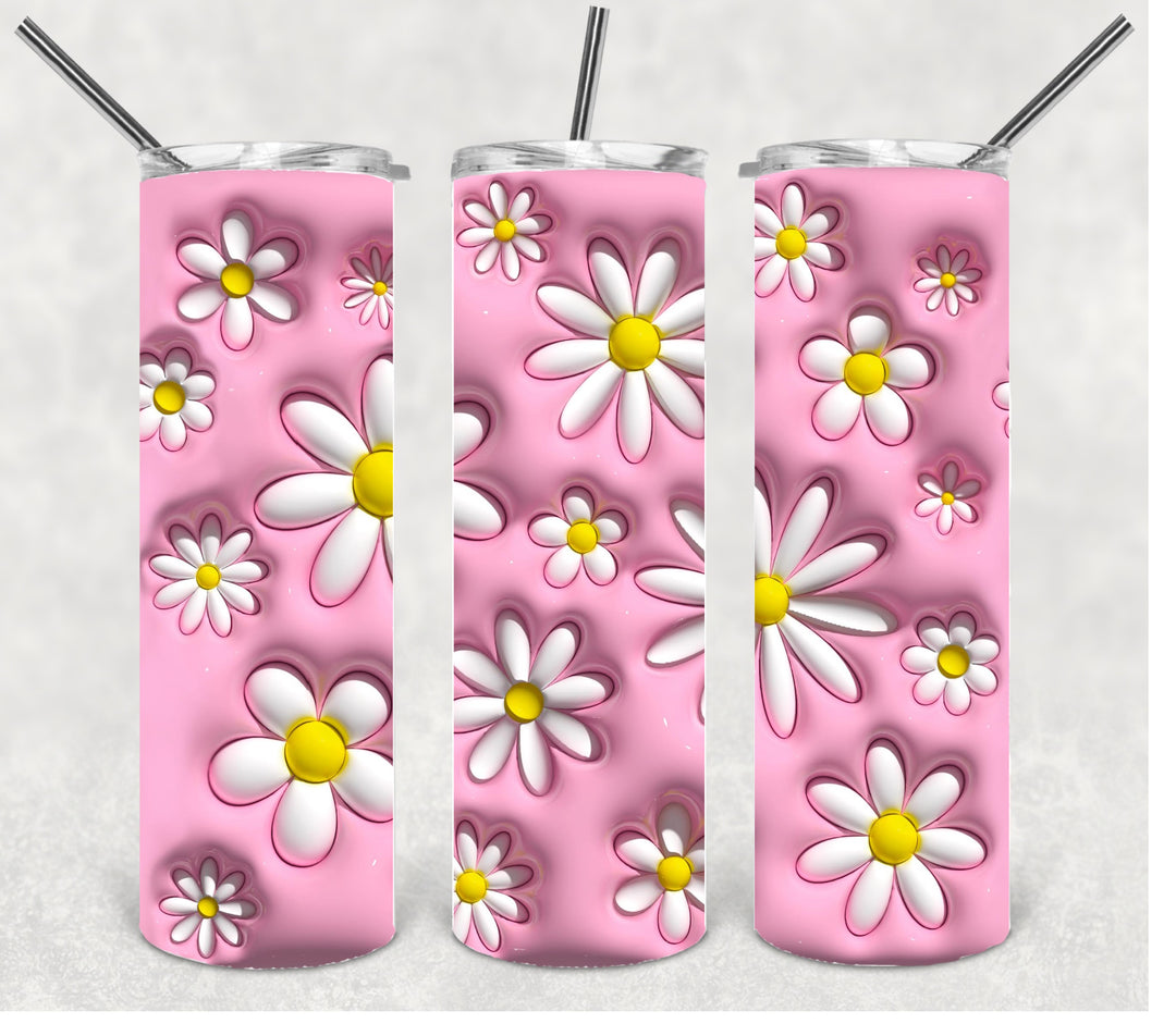 3D Daisy Tumbler, 3D Flower Tumbler, 3D Tumbler, 20 oz Skinny Tumbler