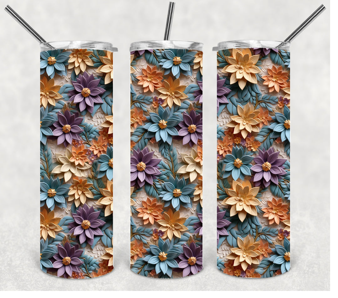 3D Daisy Tumbler, 3D Flower Tumbler, 3D Tumbler, 20 oz Skinny Tumbler