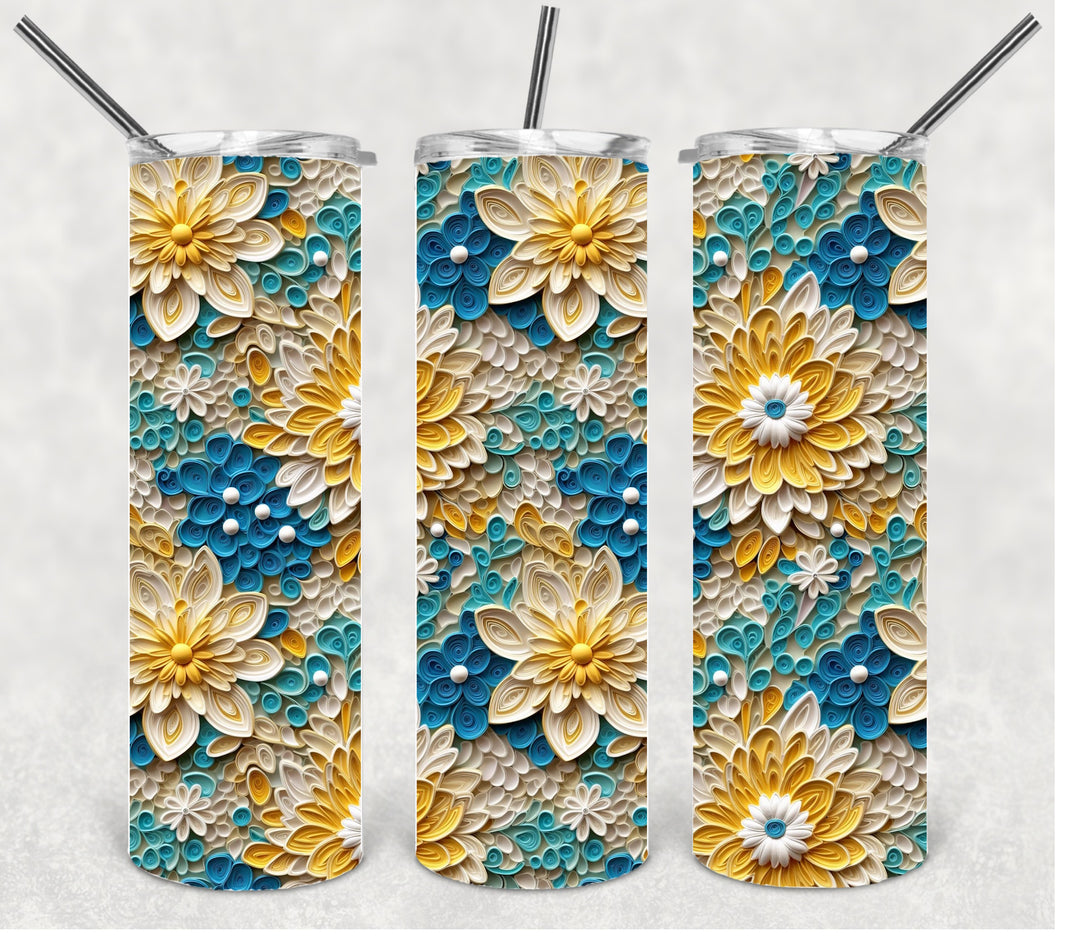 3D Daisy Tumbler, 3D Flower Tumbler, 3D Tumbler, 20 oz Skinny Tumbler