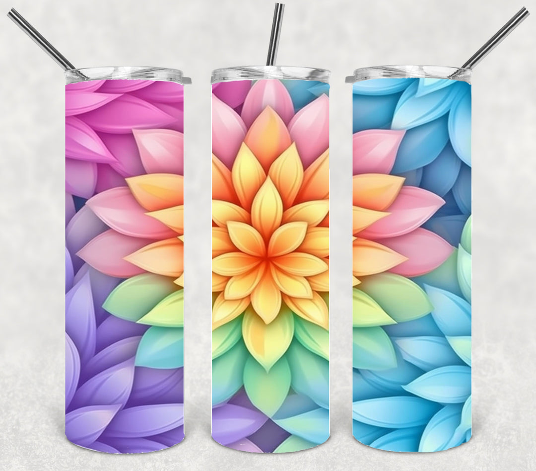 3D Pastel Flower Tumbler, 3D Flower Tumbler, 3D Tumbler, 20 oz Skinny Tumbler