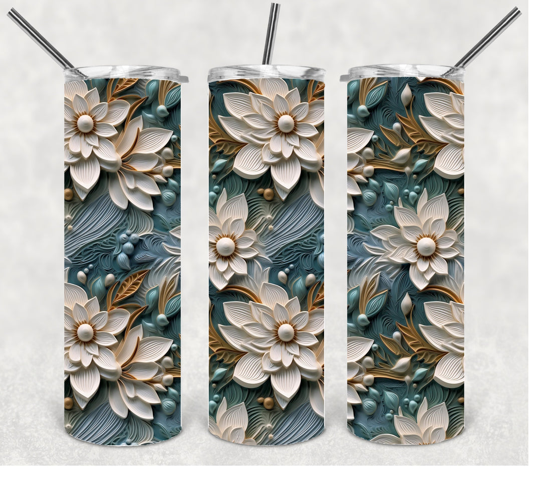 3D Vibrant Flower Tumbler, 3D Flower Tumbler, 3D Tumbler, 20 oz Skinny Tumbler