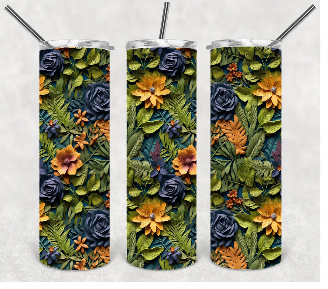 3D Vibrant Flower Tumbler, 3D Flower Tumbler, 3D Tumbler, 20 oz Skinny Tumbler