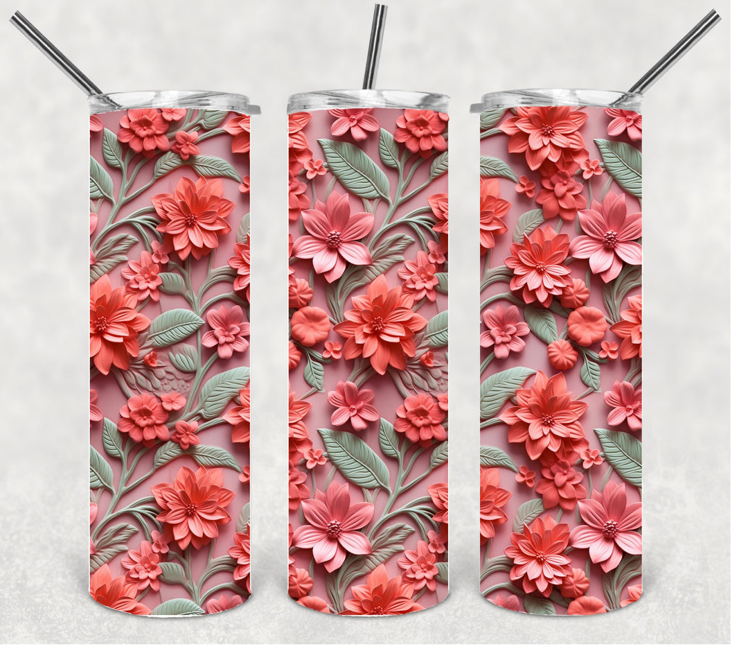 3D Vibrant Flower Tumbler, 3D Flower Tumbler, 3D Tumbler, 20 oz Skinny Tumbler