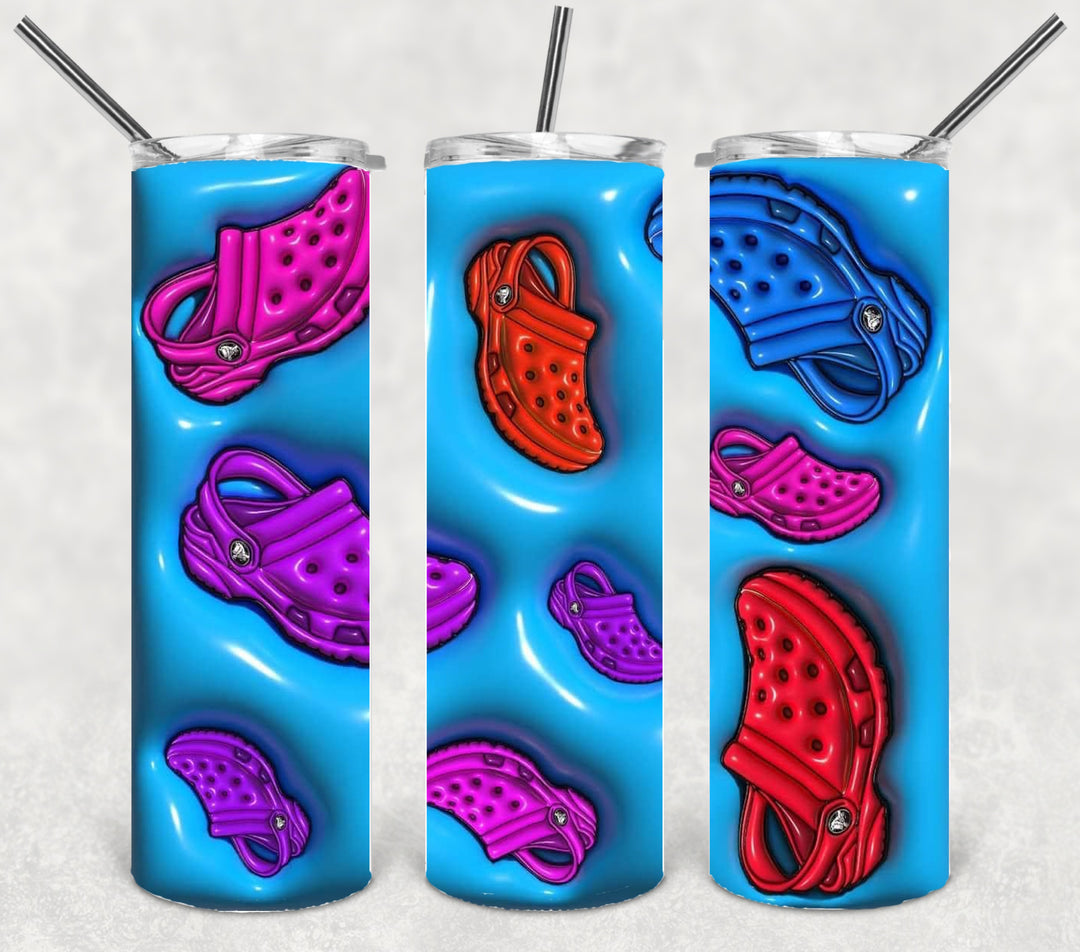3D Vibrant Shoe Clog Tumbler, Clog Tumbler, Nurse Shoe Tumbler, 3D Tumbler, 20 oz Skinny Tumbler