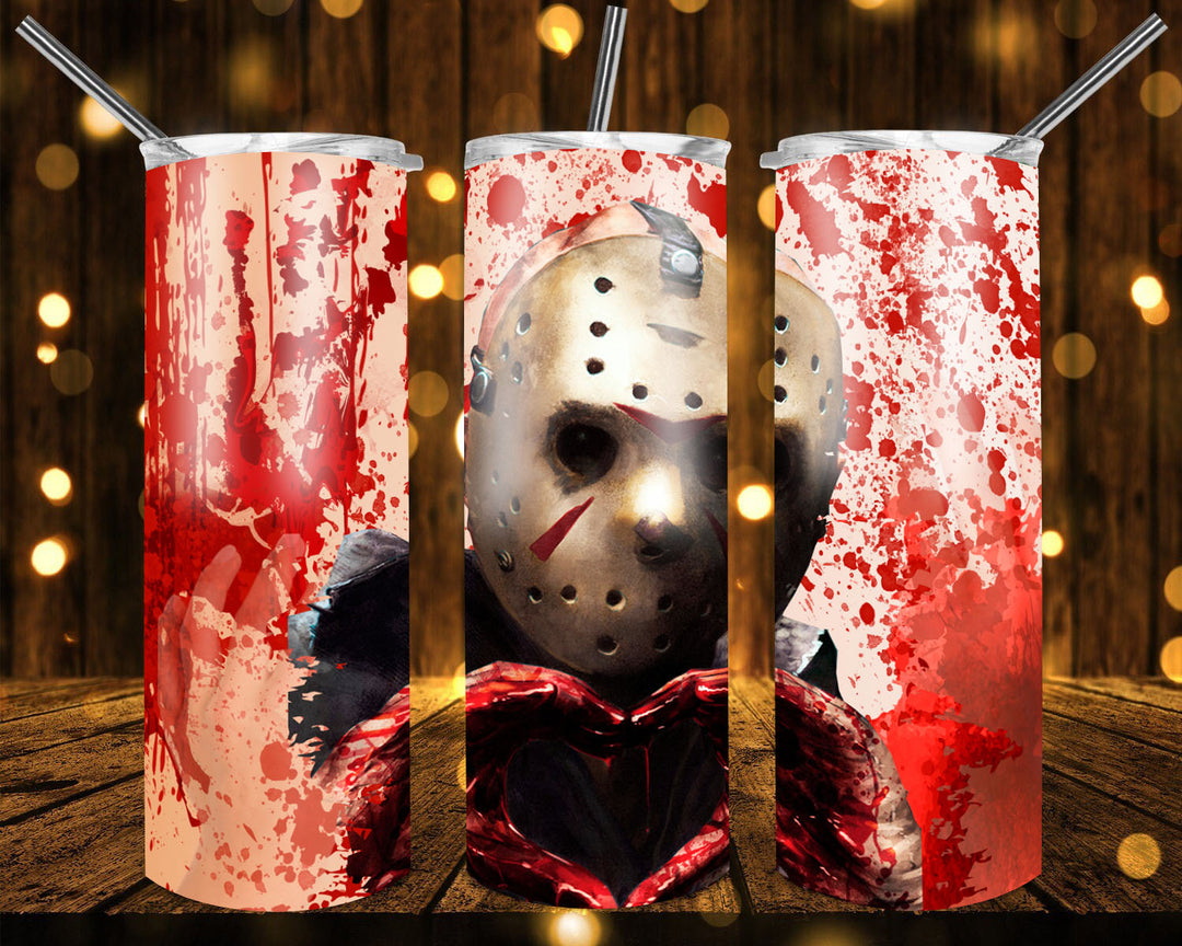 20 oz Tumbler, Halloween Horror Themed Tumbler - Jason Friday 13