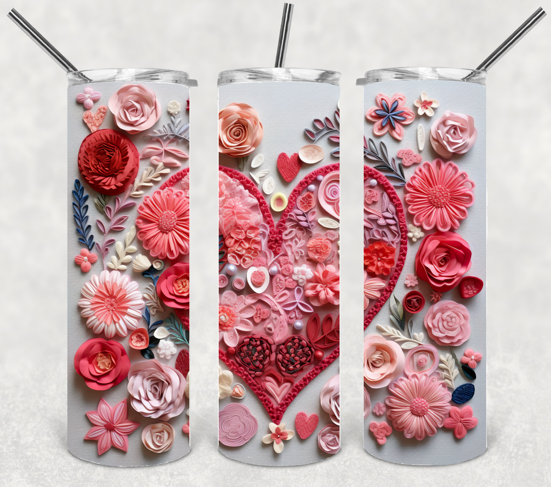Valentine's Tumbler, Heart Tumbler, Love Tumbler, 20 oz Tumbler