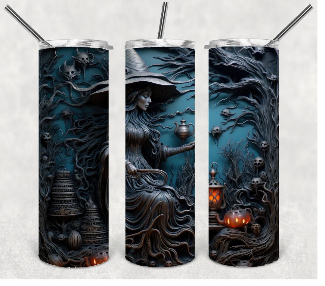 Halloween Witch Tumbler, Spooky Halloween Themed Tumbler, 20 oz