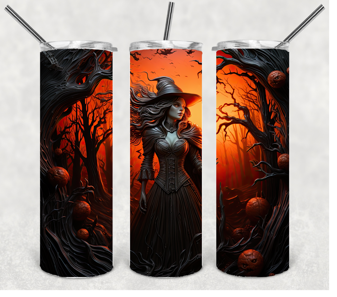 Halloween Witch Tumbler, Spooky Halloween Themed Tumbler, 20 oz