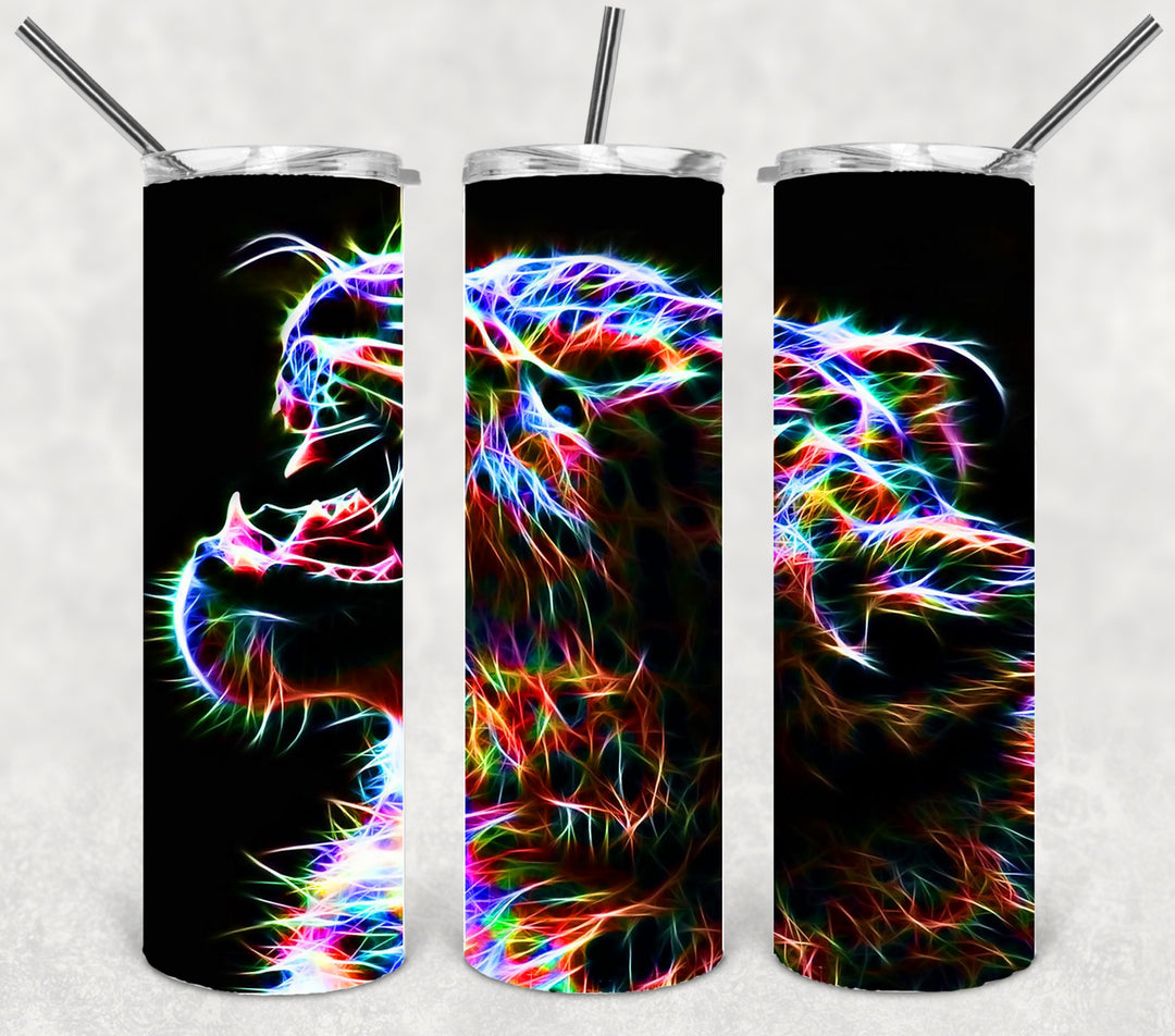 Vibrant Tiger Tumbler, Neon Tiger Tumbler, Big Cat Tumbler