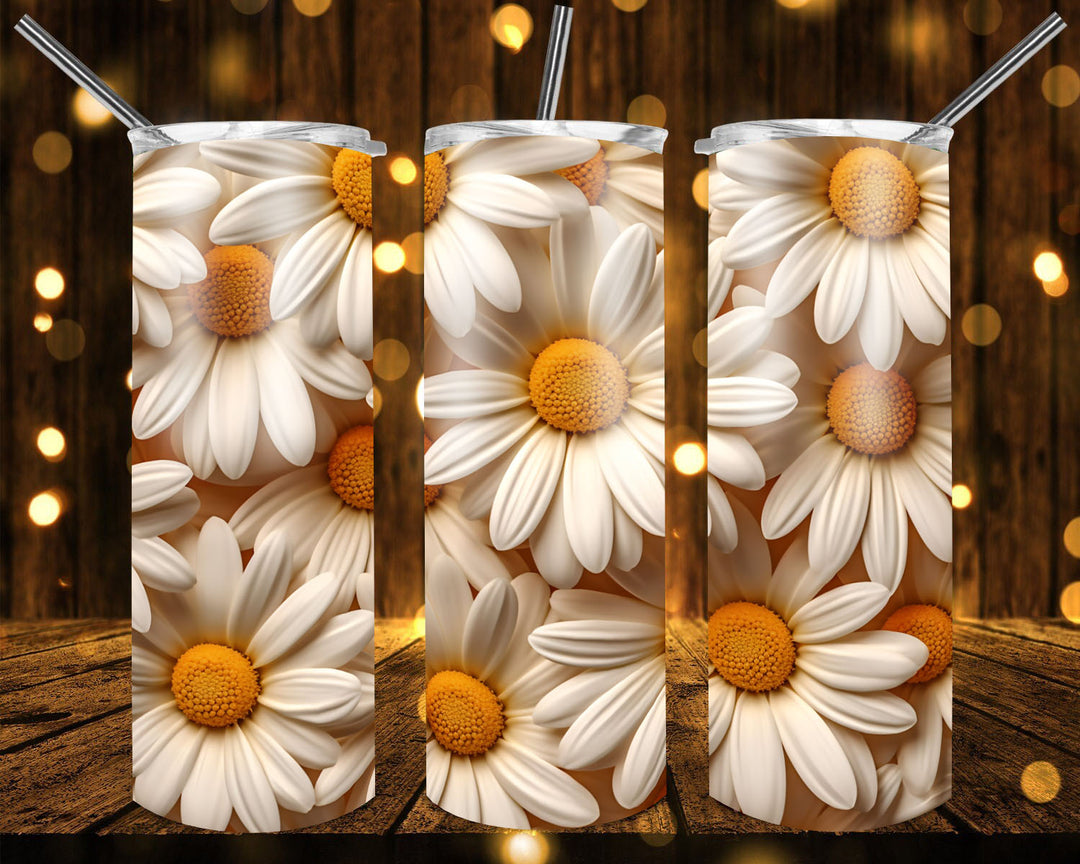 3D Vibrant Flower Tumbler, 3D Flower Tumbler, 3D Tumbler, 20 oz Skinny Tumbler