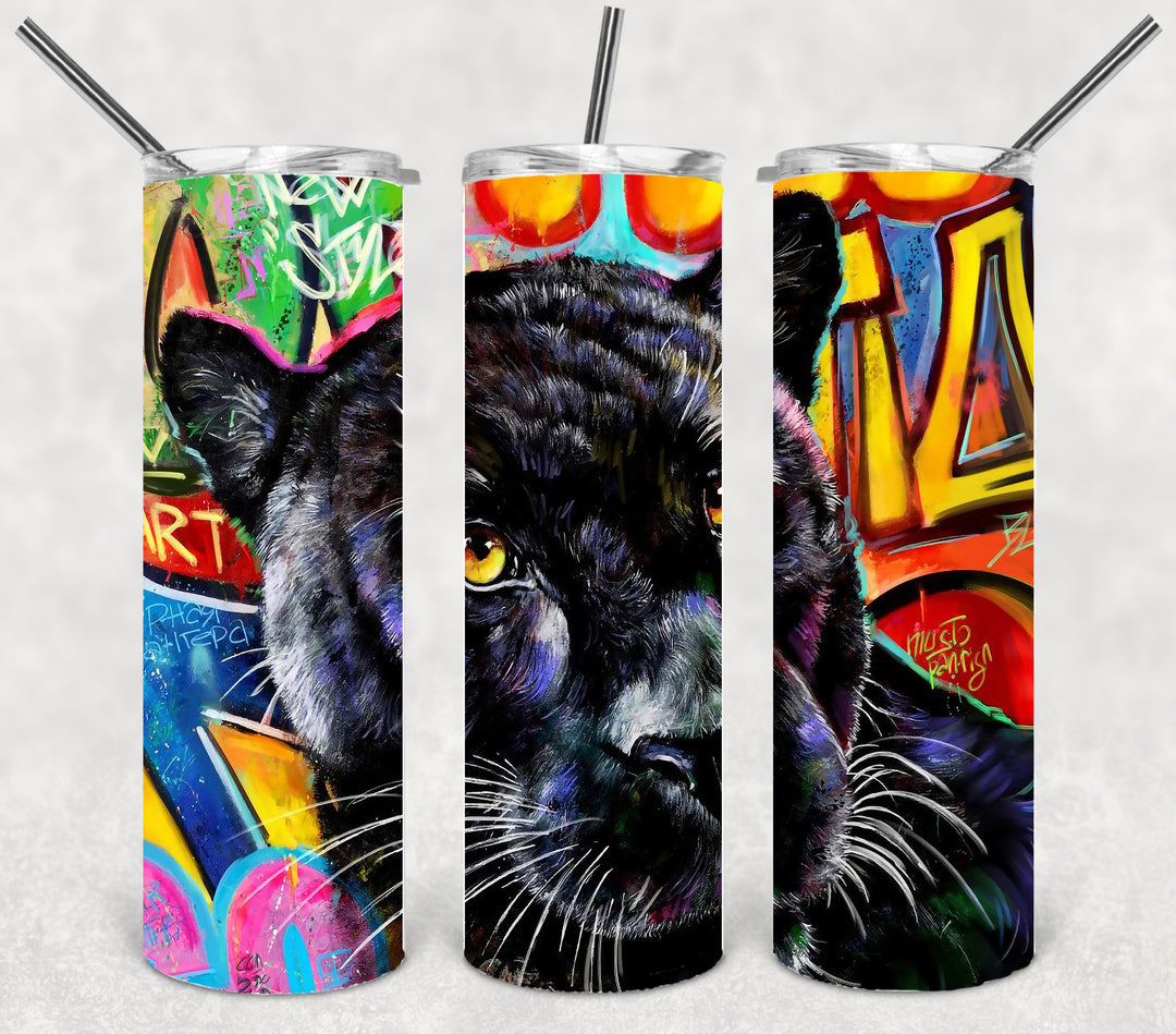 Panther Tumbler, Vibrant Panther Tumbler, Big Cat Tumbler
