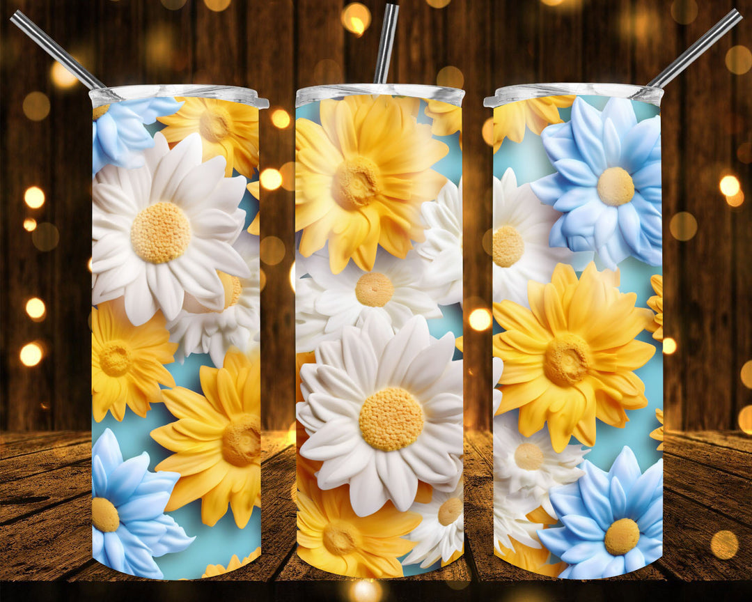 3D Vibrant Flower Tumbler, 3D Flower Tumbler, 3D Tumbler, 20 oz Skinny Tumbler