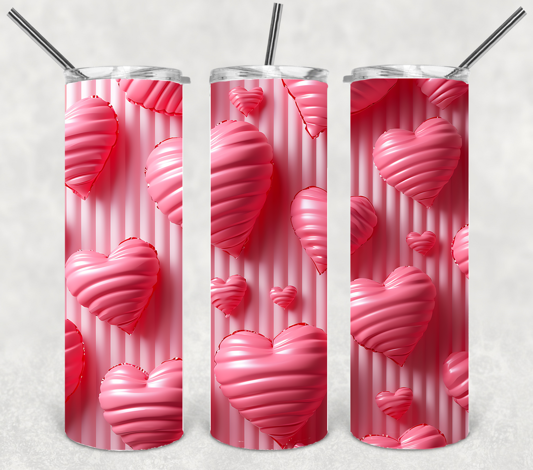 Valentine's Tumbler, Pink Heart Tumbler, Love Tumbler, 20 oz Tumbler