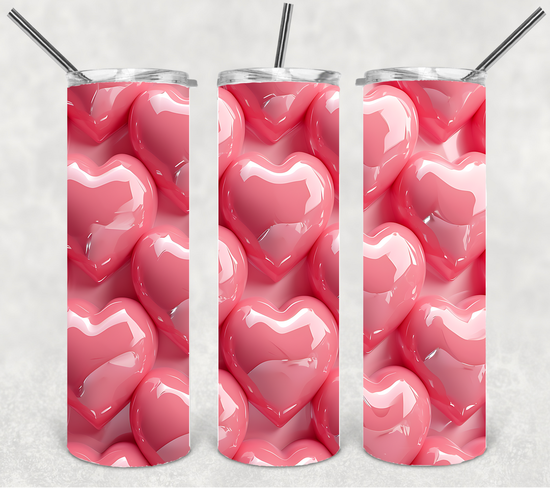 Valentine's Tumbler, Pink Heart Tumbler, Love Tumbler, 20 oz Tumbler