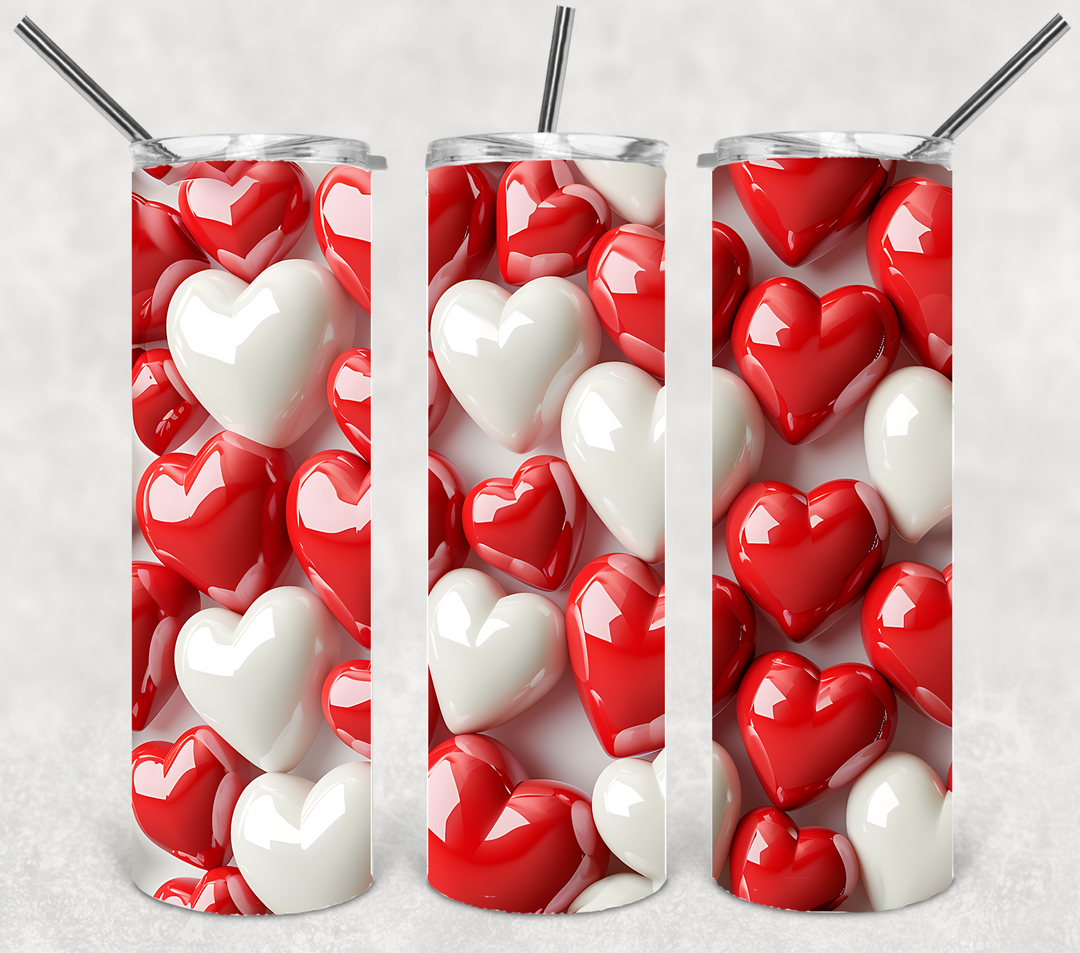 Valentine's Tumbler, Red Heart Tumbler, Love Tumbler, 20 oz Tumbler