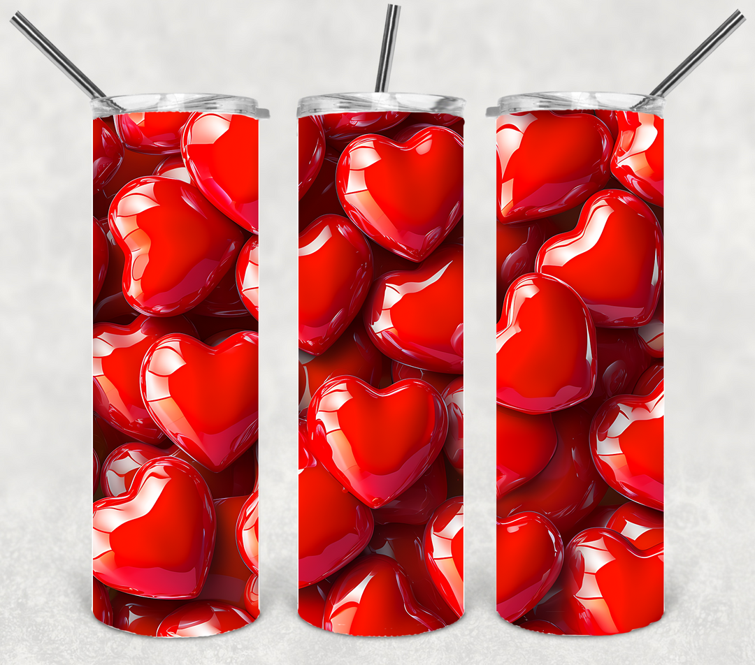 Valentine's Tumbler, Red Heart Tumbler, Love Tumbler, 20 oz Tumbler