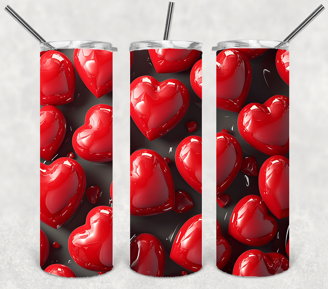 Valentine's Tumbler, Red Heart Tumbler, Love Tumbler, 20 oz Tumbler