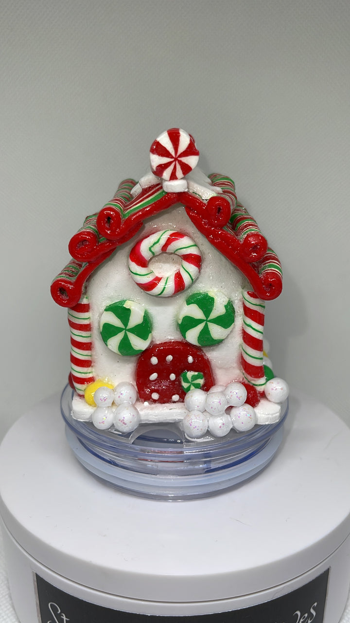 Gingerbread House Tumbler Topper, Christmas Candy House, Christmas tumbler topper