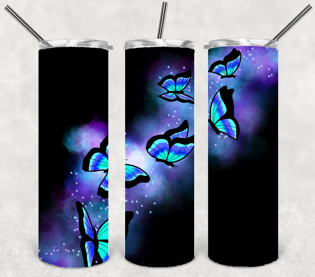 Butterfly Tumbler, Bright Butterflies, Vibrant Butterflies