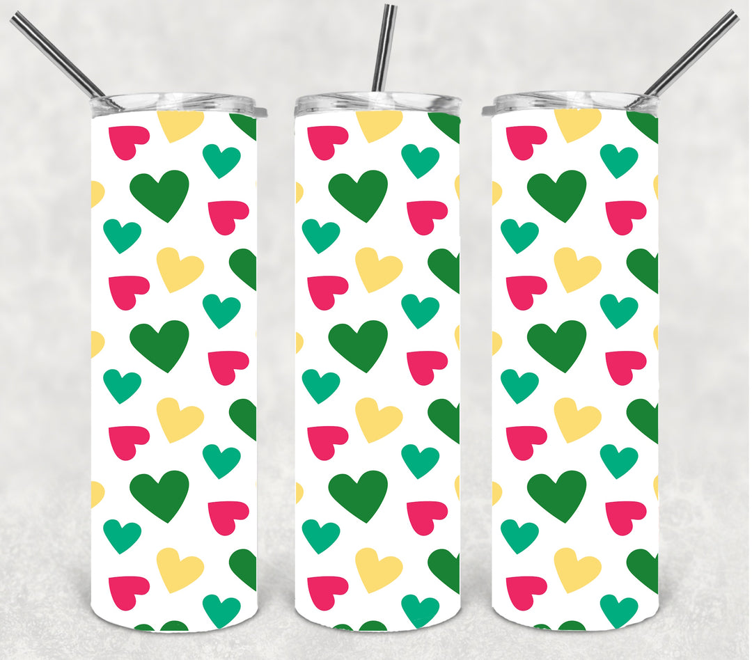 Valentine's Tumbler, Colorful Heart Tumbler, Love Tumbler, 20 oz Tumbler