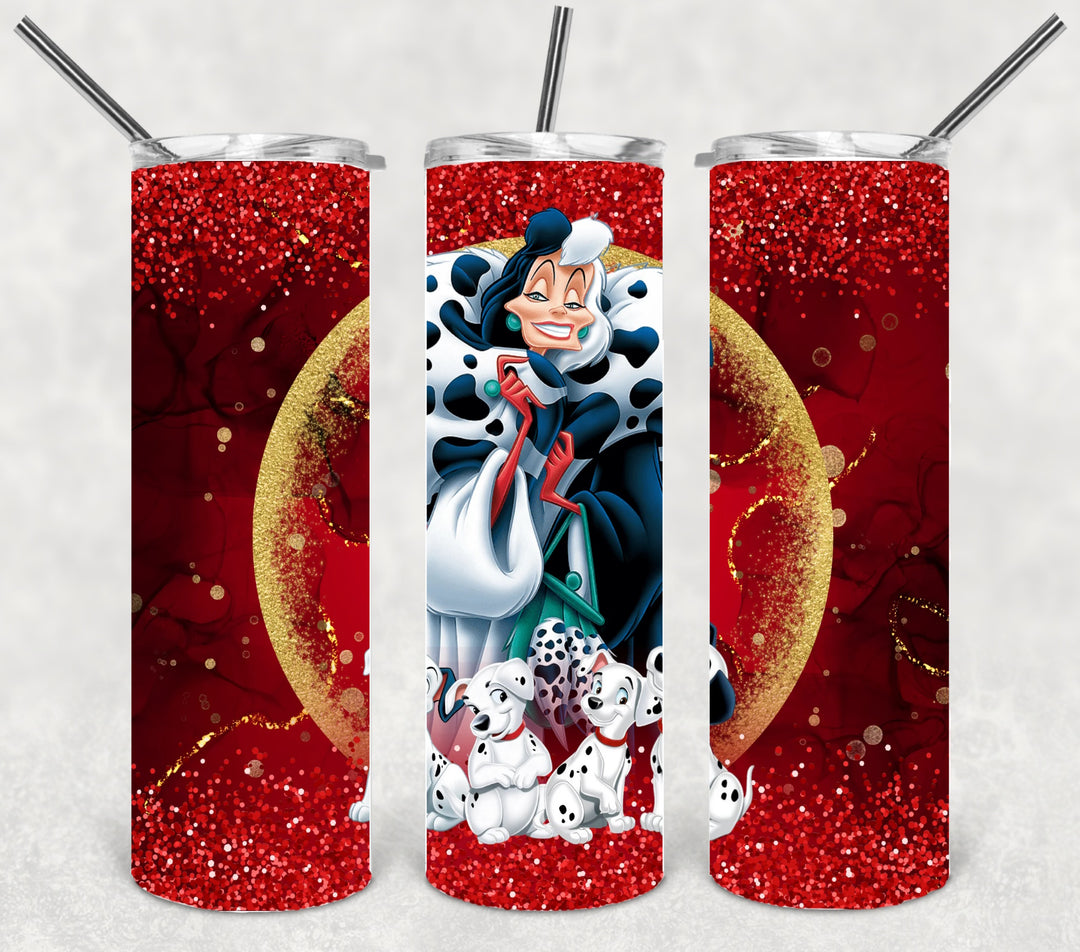 Cruella De Vil Tumbler, 20 oz or 30 oz Skinny Tumbler