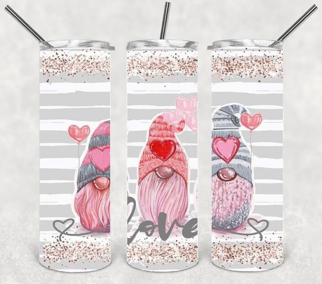 Valentine's Tumbler, Gnome Heart Tumbler, Love Tumbler, 20 oz Tumbler