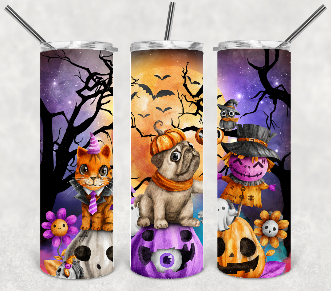 Halloweer Cat Tumbler, Halloween Dog Tumbler