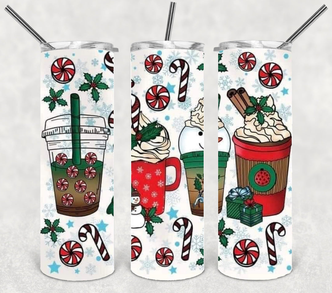 Christmas Coffee Tumbler, Christmas Tumbler, 20 oz Skinny Tumblers