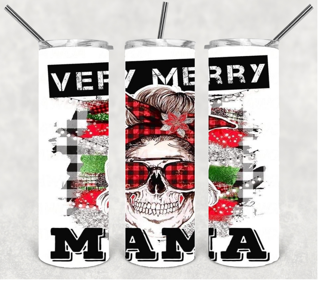 Very Merry Mama Christmas Tumbler, Christmas Tumbler, 20 oz Skinny Tumbler