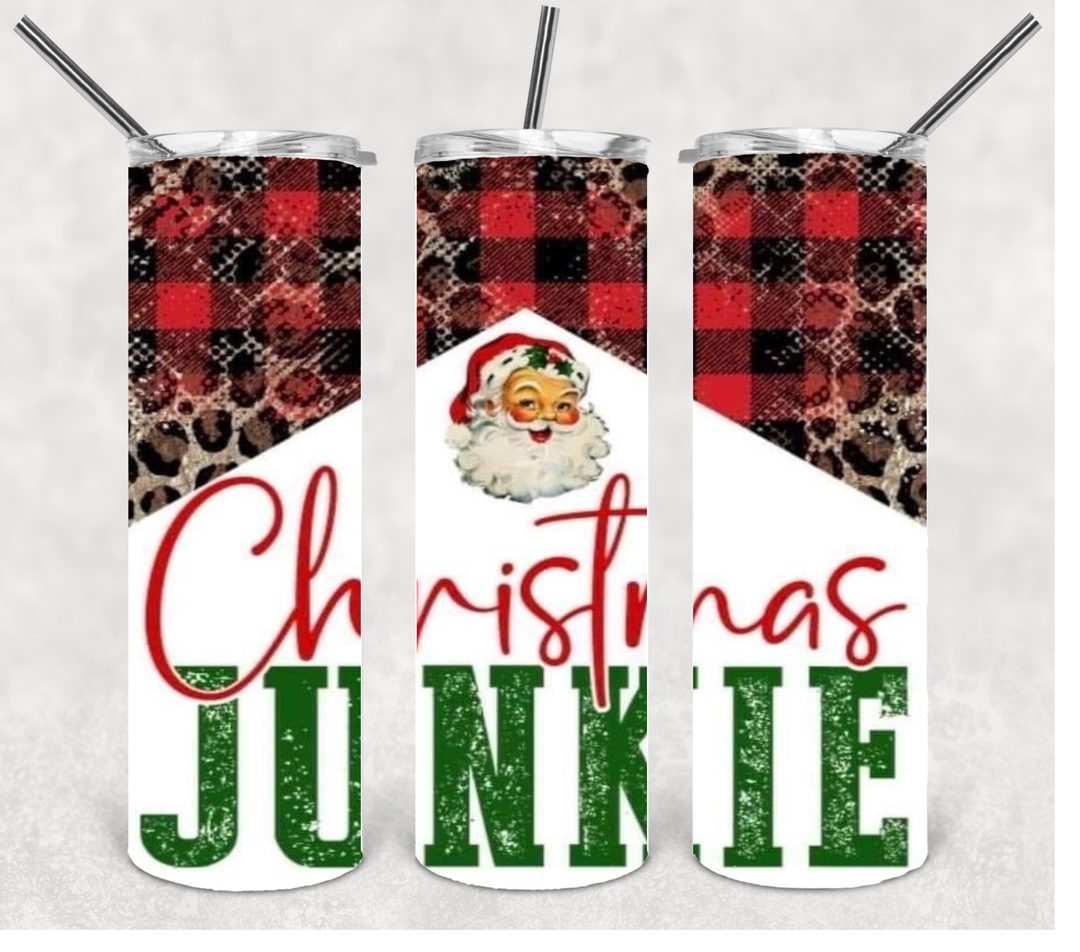 Christmas Junkie Tumbler, Christmas Tumbler, 20 oz Skinny Tumblers