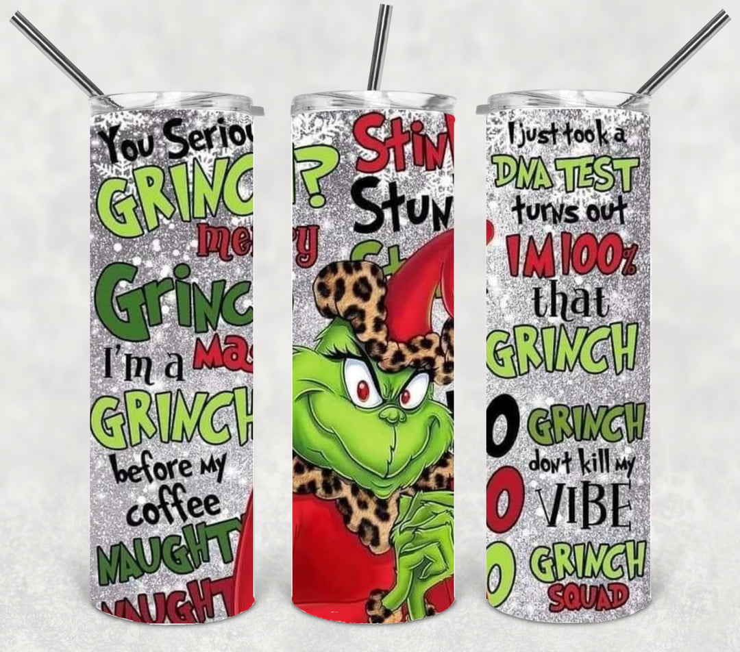 Stink Stank Stunk Christmas Green Guy Tumbler, 20 oz Skinny Tumblers