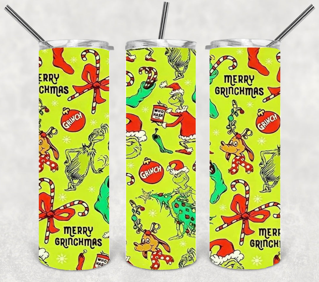 Christmas Green Guy Tumbler, 20 oz Skinny Tumblers