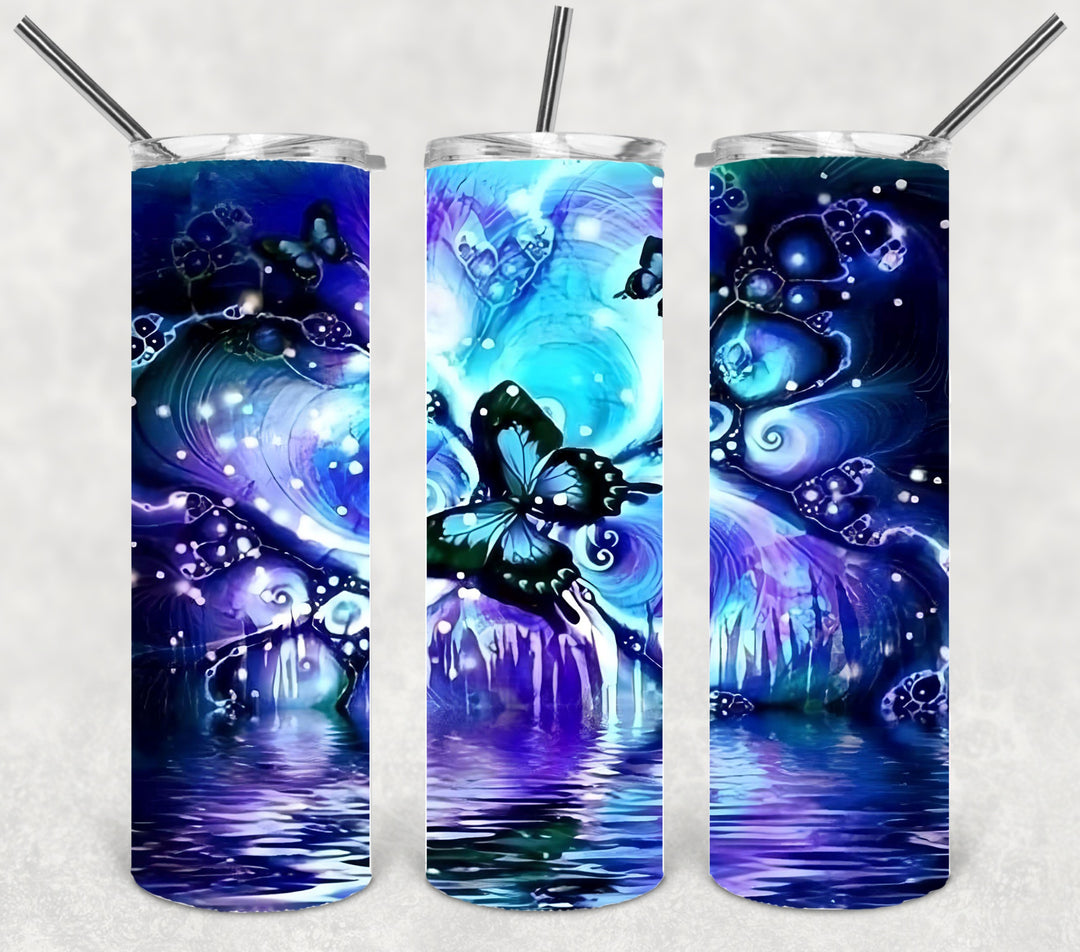 Butterfly Tumbler, Bright Butterflies, Vibrant Butterflies