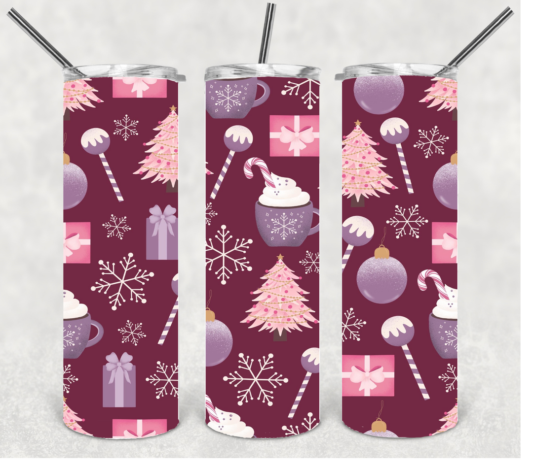 Christmas Tree, Candycane, Hot Chocolate Christmas Tumbler, 20 oz Skinny Tumbler